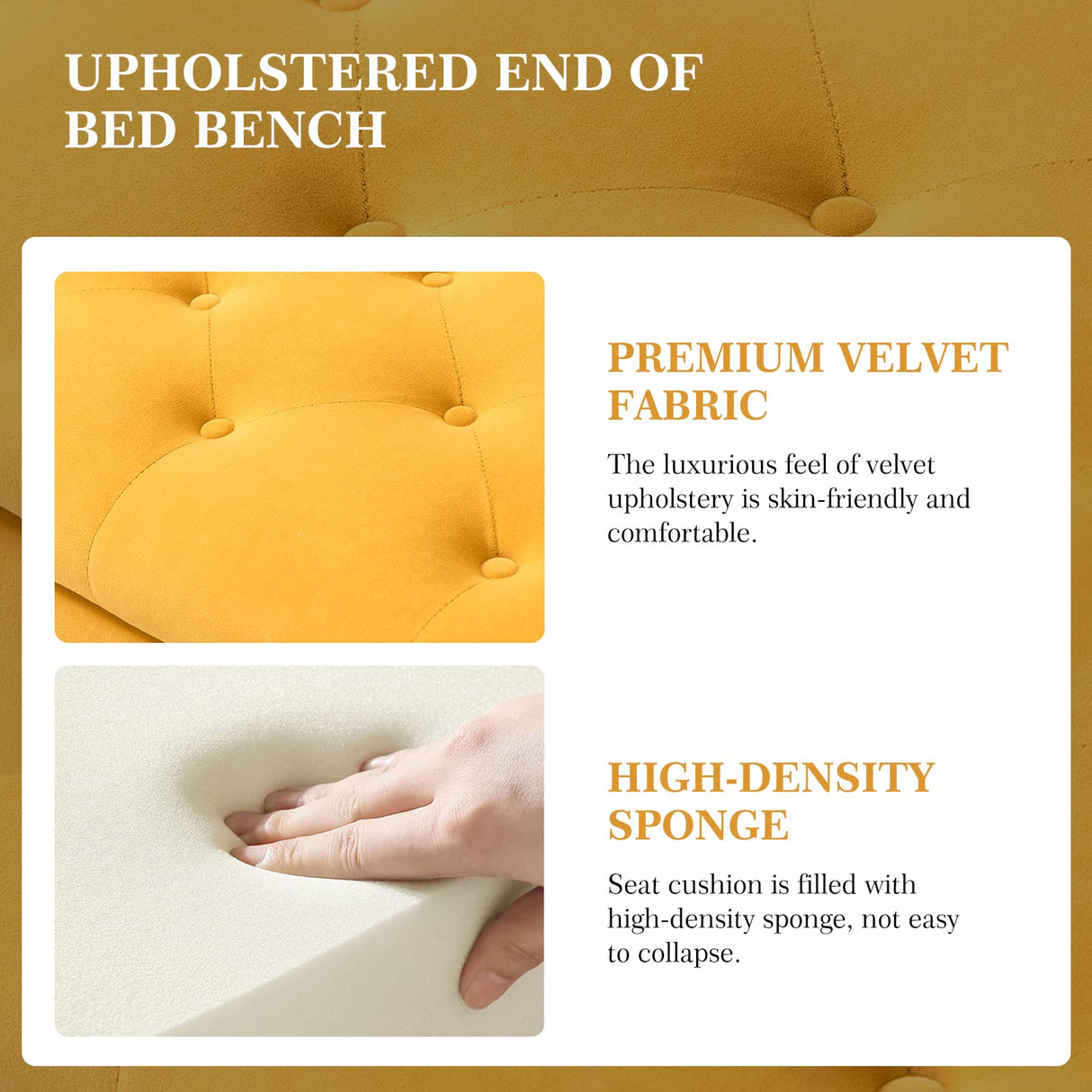 Modern Velvet Storage Ottoman Bench with Gold Base & Nailhead Trim, Upholg Room Dining Room