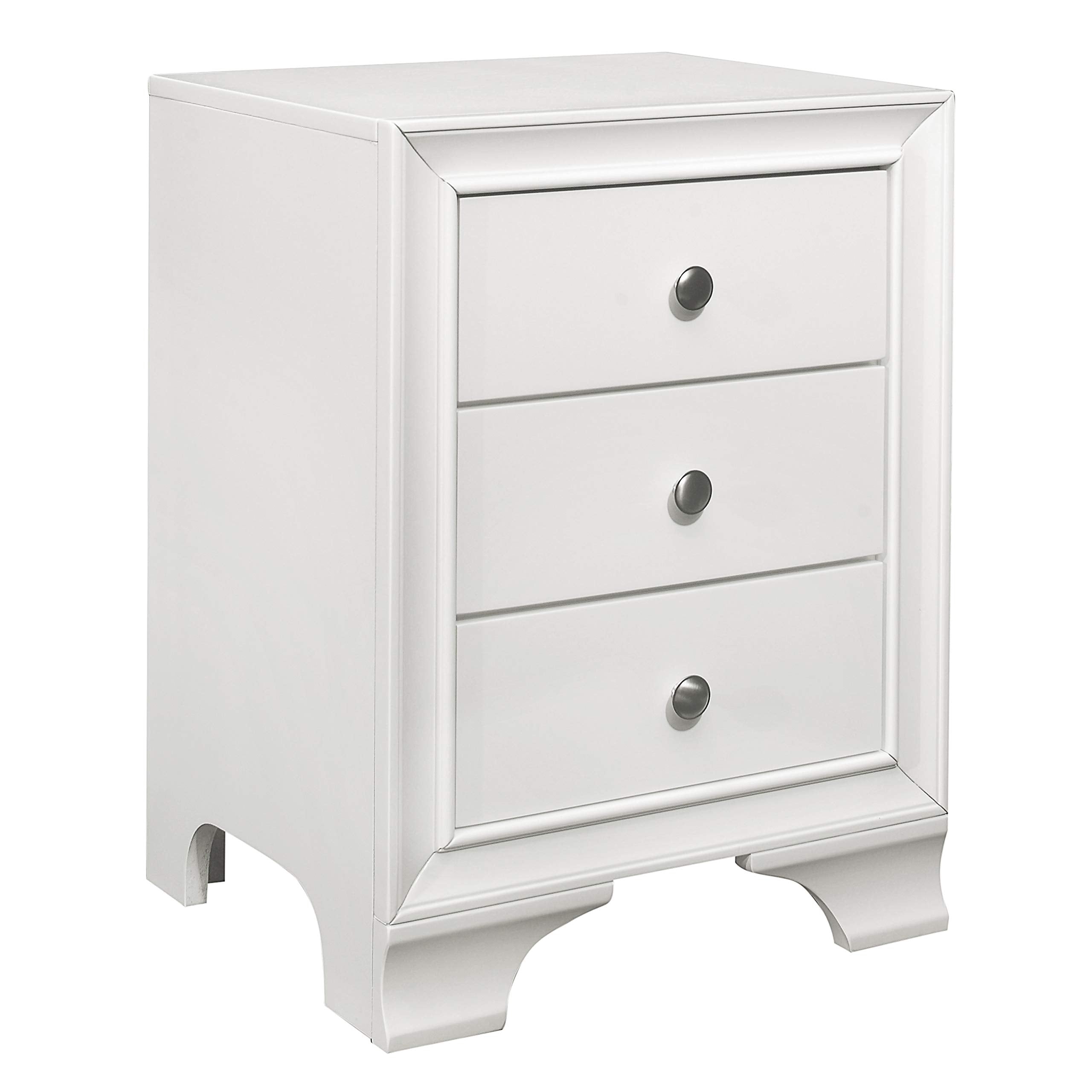3-Drawer Nightstand, White