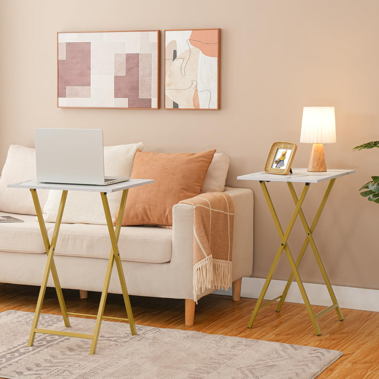 Hoobro Foldable Snack Table – Compact Sofa Side Tray for Small Spaces