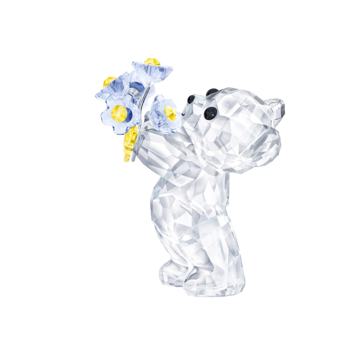 Kris Bears Forget Me Not, Clear Swarovski Crystal with Blue and Yellow Accents