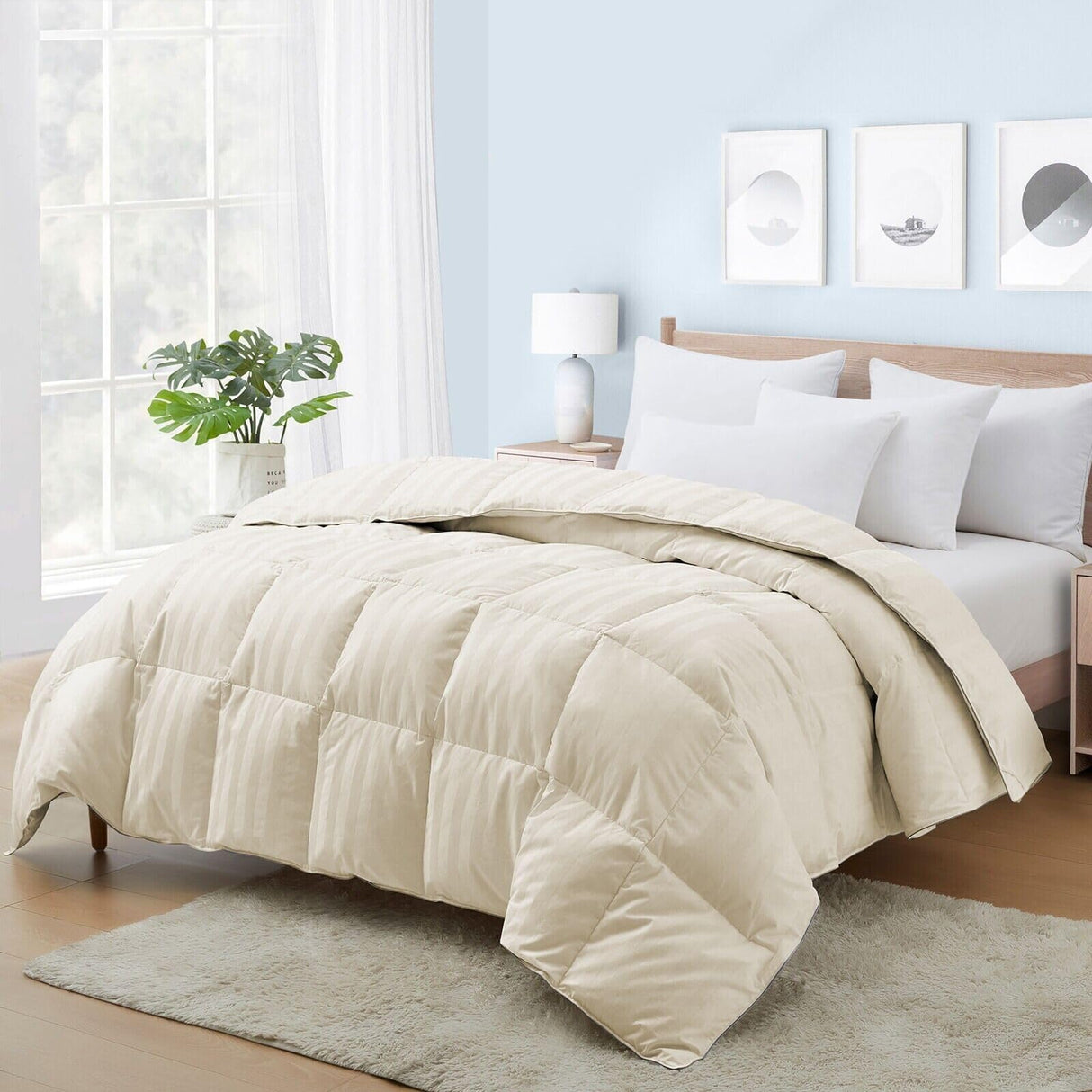 Premium 1000 Thread Count Queen Size 1 Piece Comforter (500GSM Fiber Fill)
