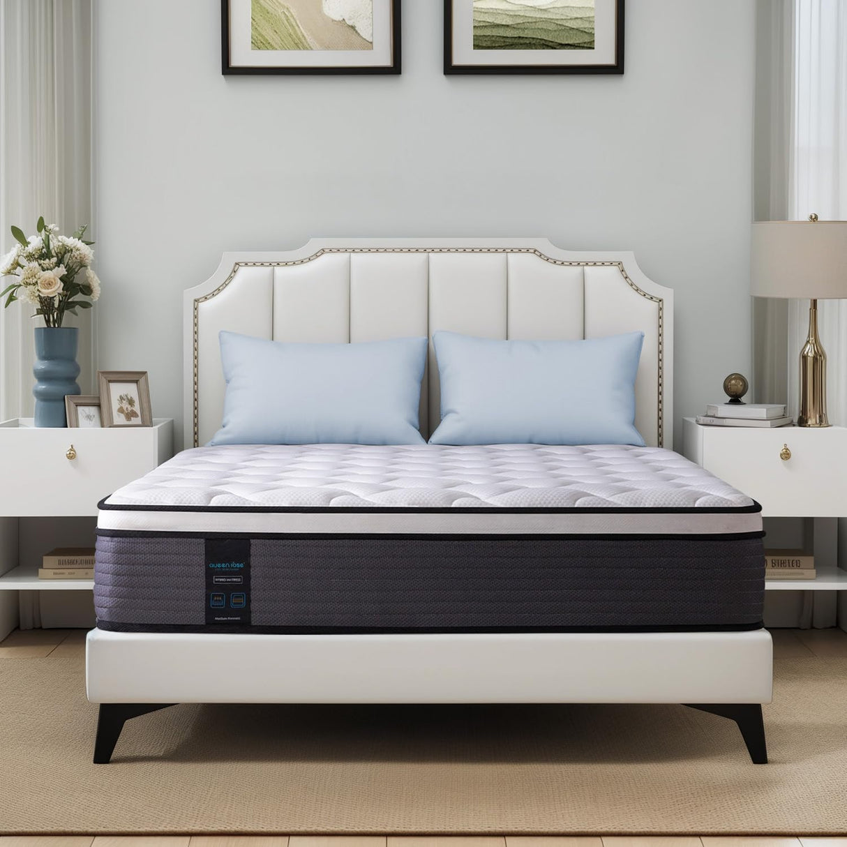 QUEEN ROSE Queen Size Mattress, 12 Inch Pillow Top Hybrid Mattress