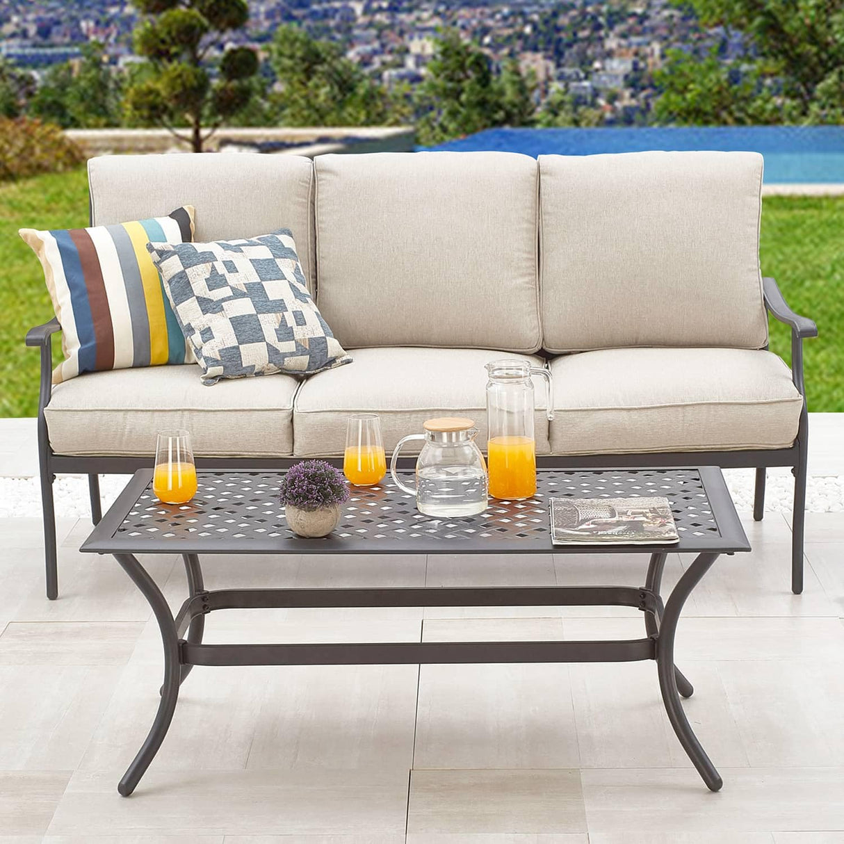 Patio Conversation Set 4Pcs Cushioned Outdoor Furniture Sets