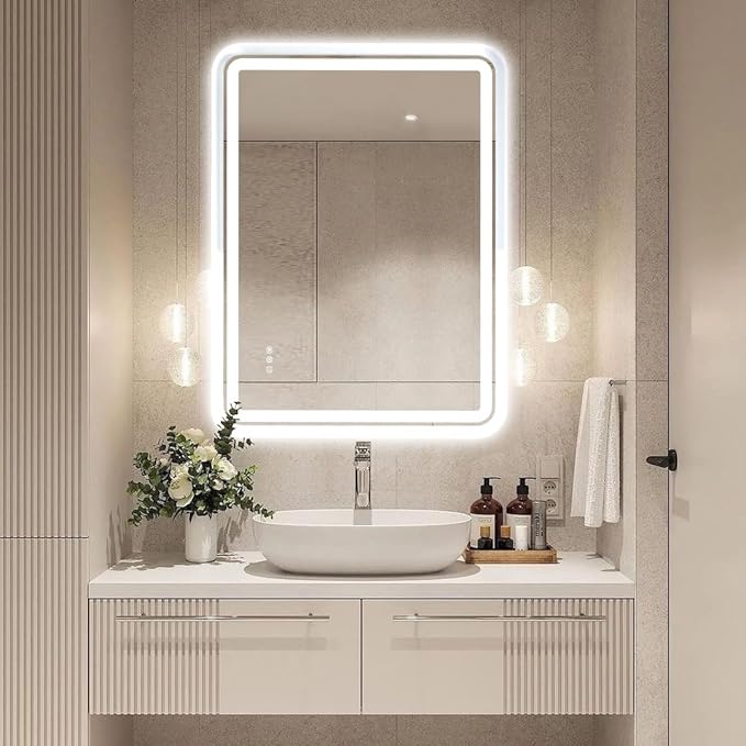 60 x 36 LED Bathroom Mirror RGB Backlit, Lighted Bathroom Mirror for Wall WRGB Backlit