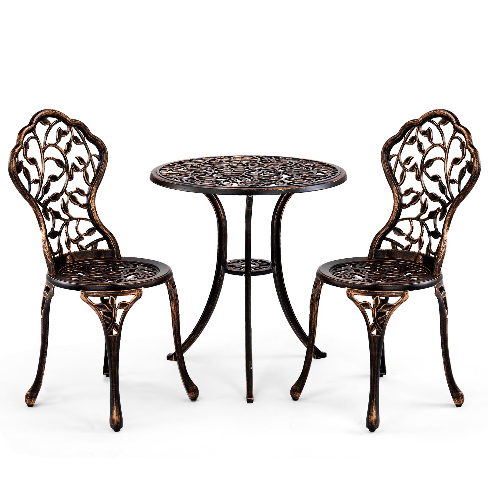 3 PCS Outdoor Bistro Set,Outdoor Patio Set, All-Weather Cast Aluminum Bistro Table Set