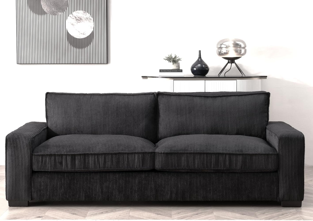 Luxe Living Room Sofa with Soft Corduroy Upholstery, Streamlined Design
