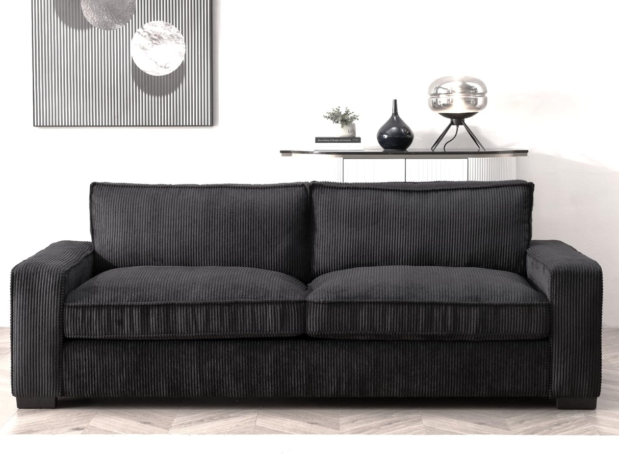 Luxe Living Room Sofa with Soft Corduroy Upholstery, Streamlined Design