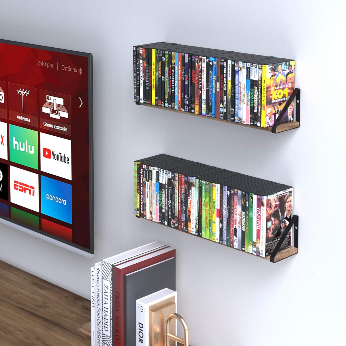 Ponza Floating Shelves for Living Room Wall Decor, 24" Wood Wall Bookshelves