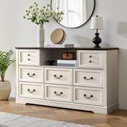 White Dresser for Bedroom with Charging Station & Led Lights