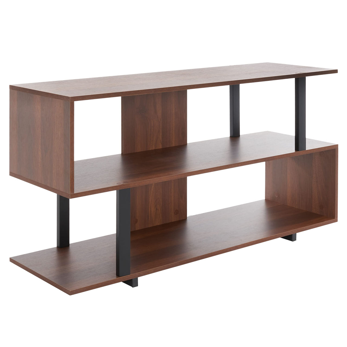 Mid-Century Modern TV Stand for 55" Flatscreen – Walnut & Black Entertainment Console