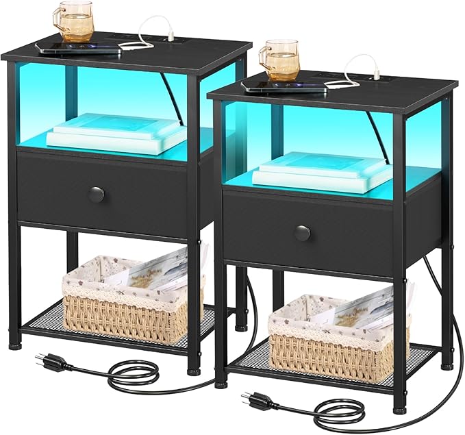 Night Stand Set 2, LED Nightstand