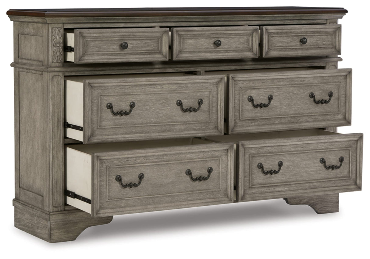 Londenbay Classic Farmhouse 7 Drawer Dresser, Brown & Gray