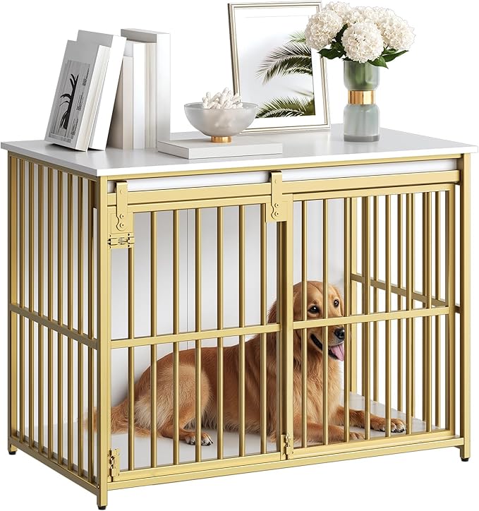 36.6" Heavy Duty Dog Crate Furniture with Sliding Barn Door