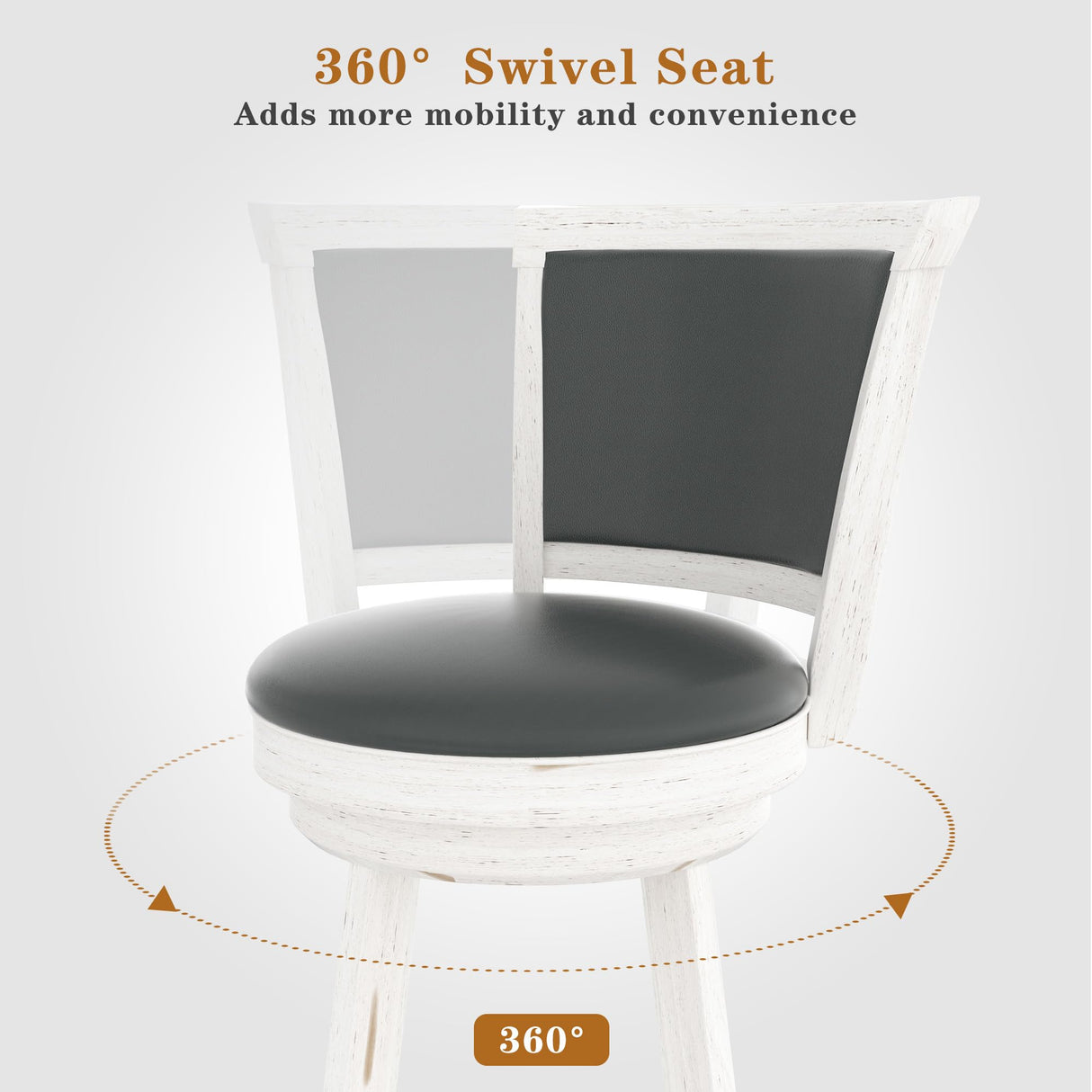 29" Bar Height Swivel Stools, High Back Swivel Bar Stools