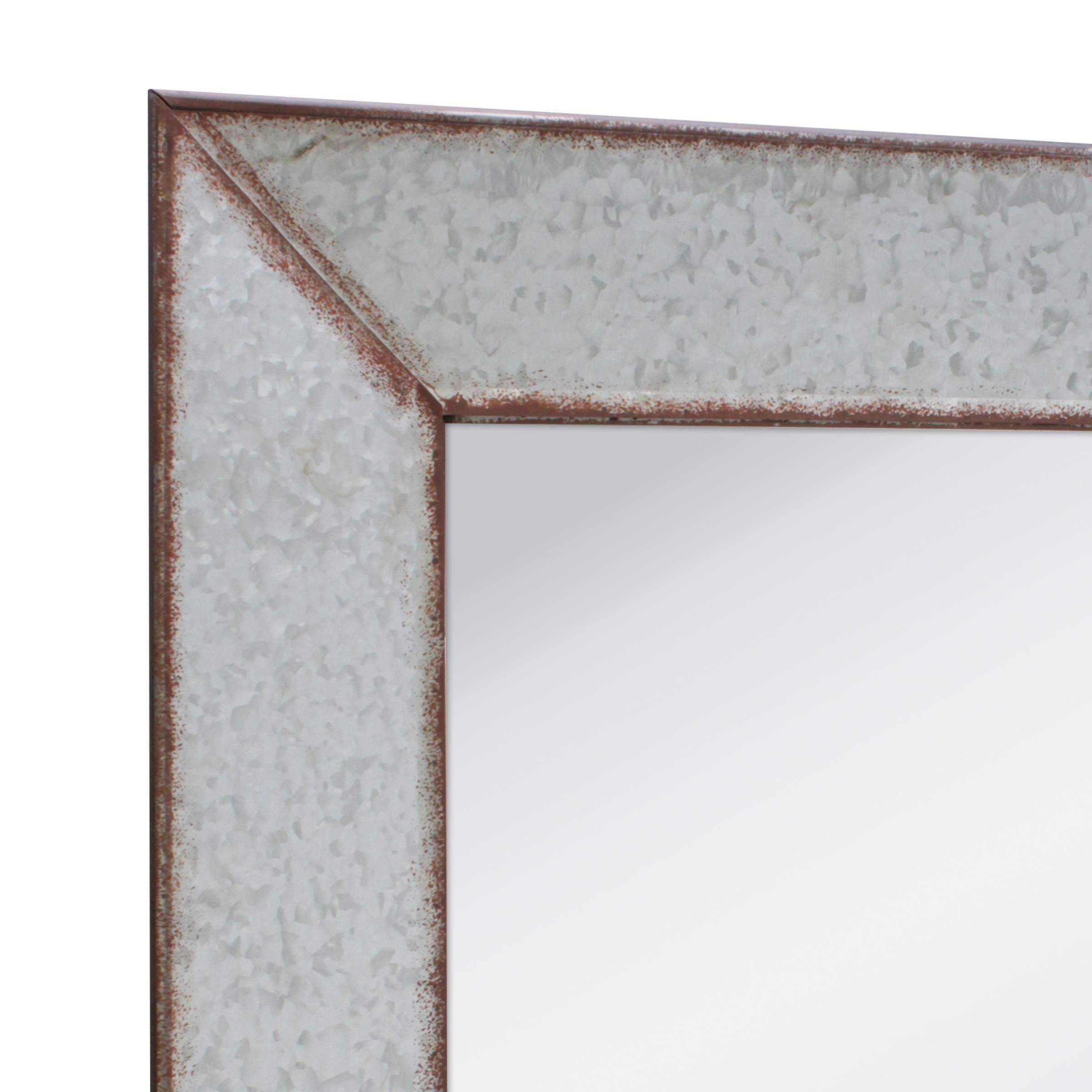 Rustic 28" x 22" Rectangle Galvanized Metal Frame Wall Mirror with Attached Hangers