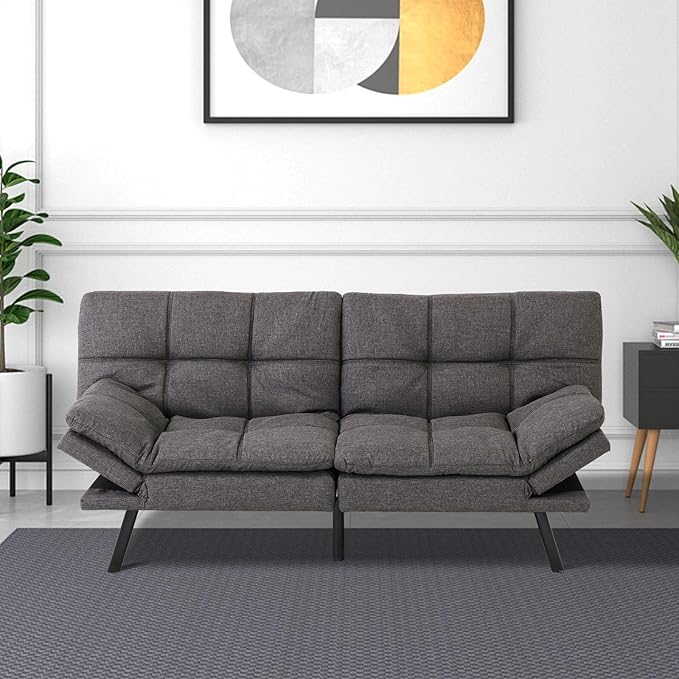 Futon Convertible Sofa Bed, Memory Foam Sleeper Couch