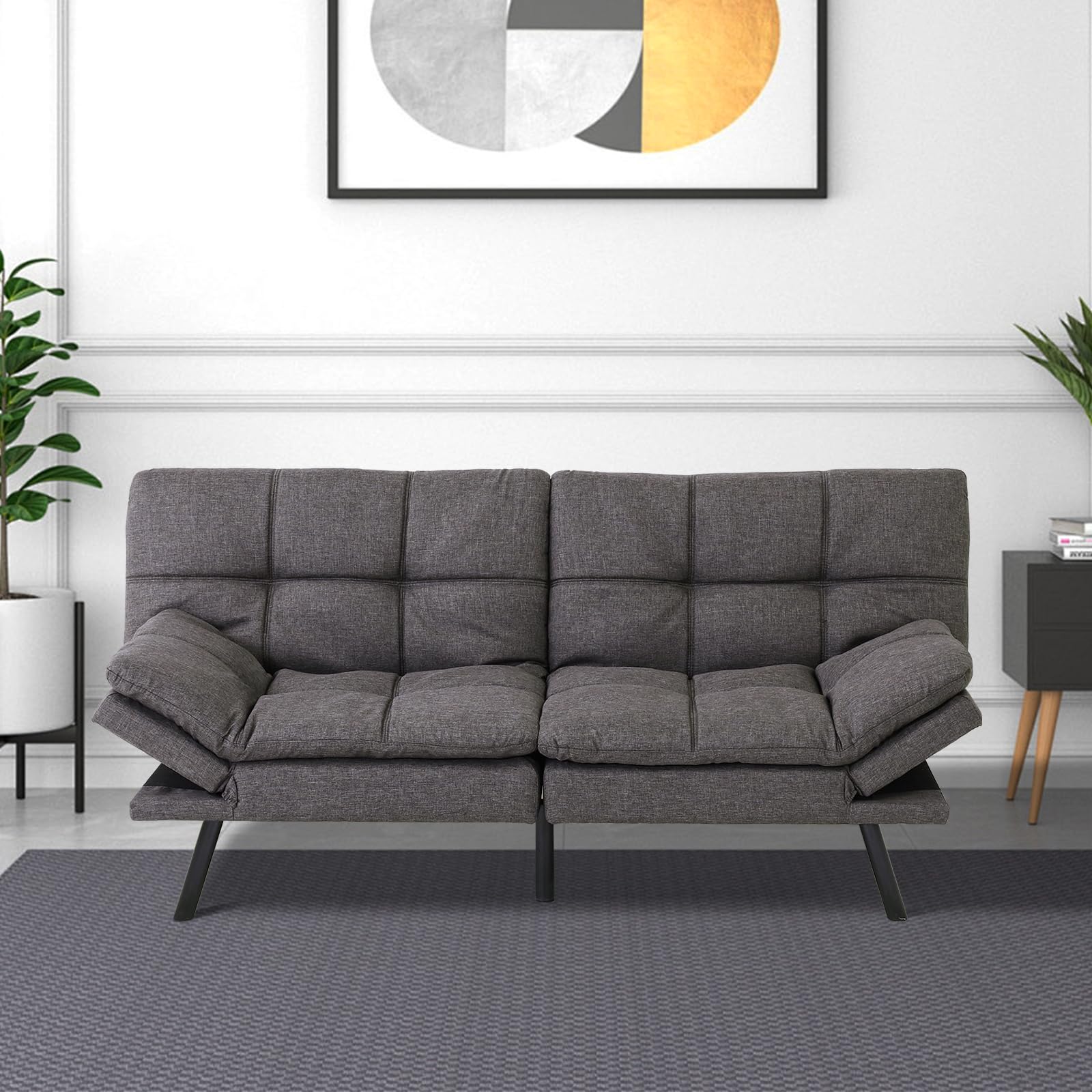 Futon Convertible Sofa Bed, Memory Foam Sleeper Couch