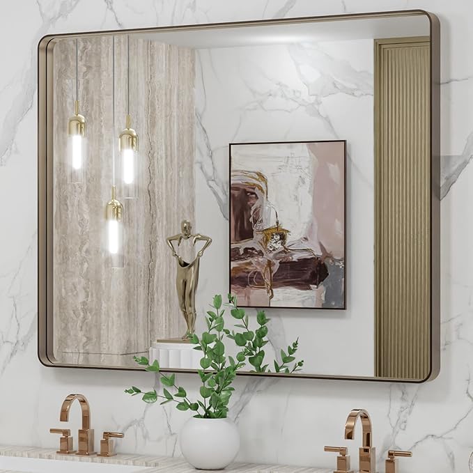Bathroom Mirror for Wall, Matte Black Bathroom Vanity Mirror