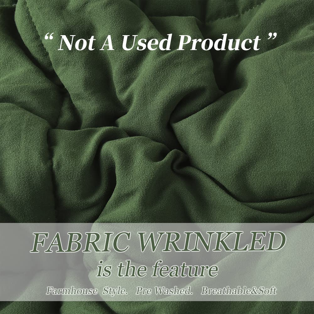 3pc Prewashed Green Queen Size Comforter Duvet Insert - All Season Quilted Down Alternative Comforter