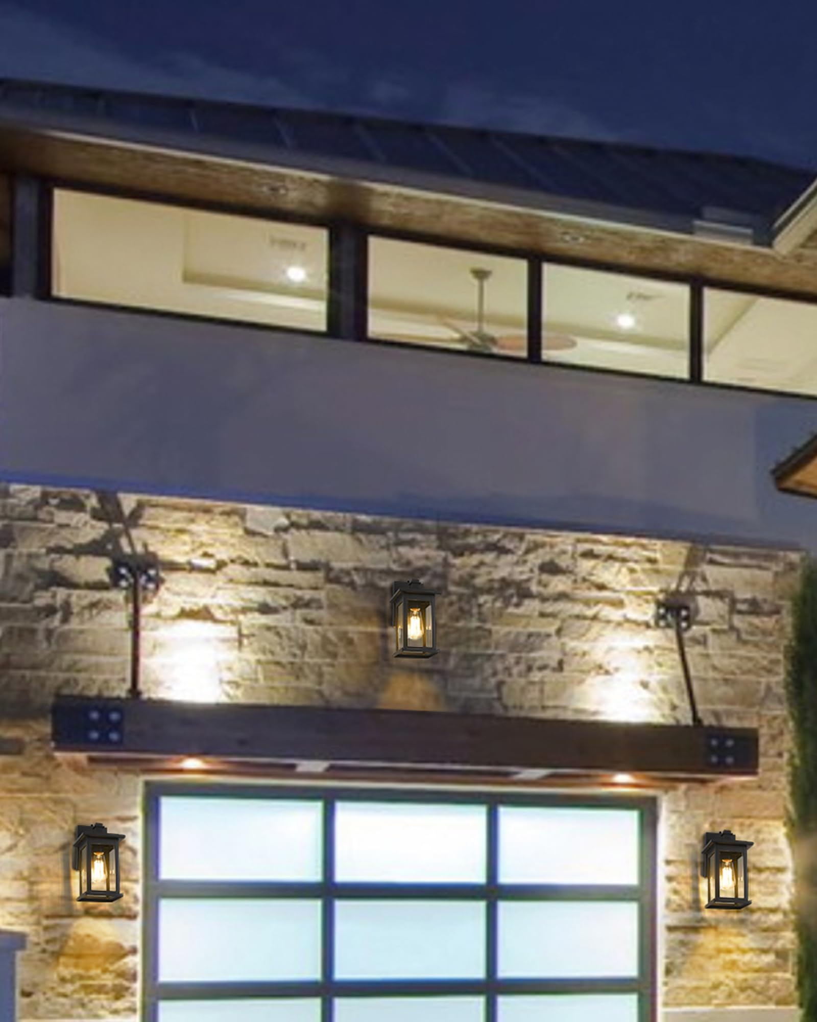 Dusk to Dawn Sensor Outdoor Wall Lantern, HWH Exterior Wall Sconces, Matte Black Waterproof