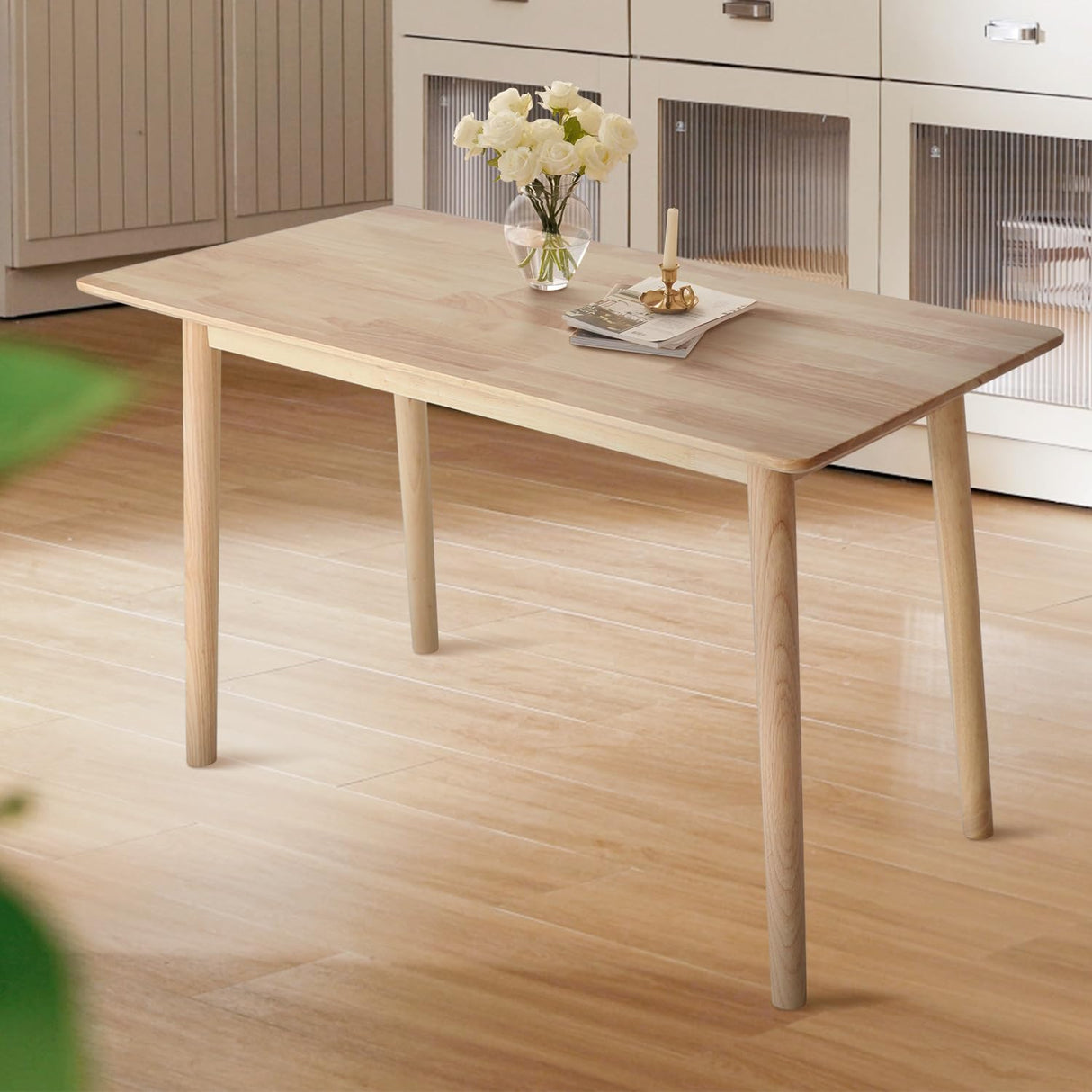 Small Rectangle Dining Table - 47" Solid Wood Kitchen Table for Compact Spaces