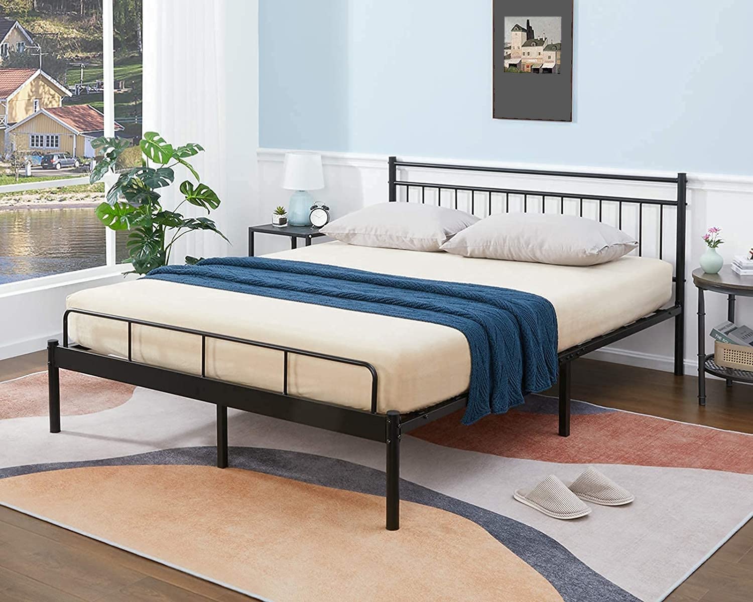 Luna Metal Modern Bed Frame with Storage Space for Kids, Teens, Bedroom