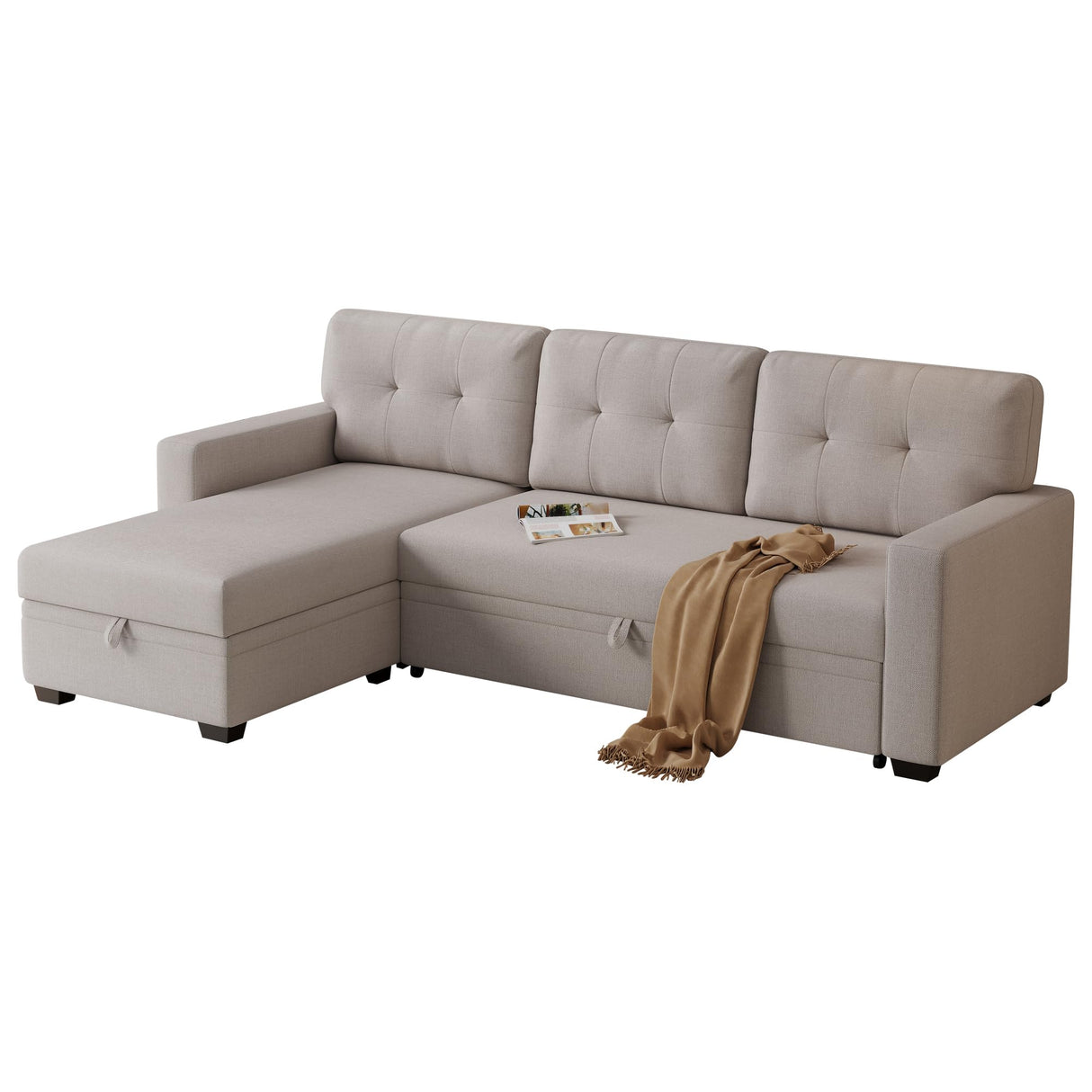 82" Convertible Sectional Sleeper Sofa with Storage Chaise