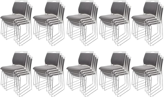 20 Pack Stacking Chairs 1102LB Capacity Home Office Guest Chair Set with Sled Base