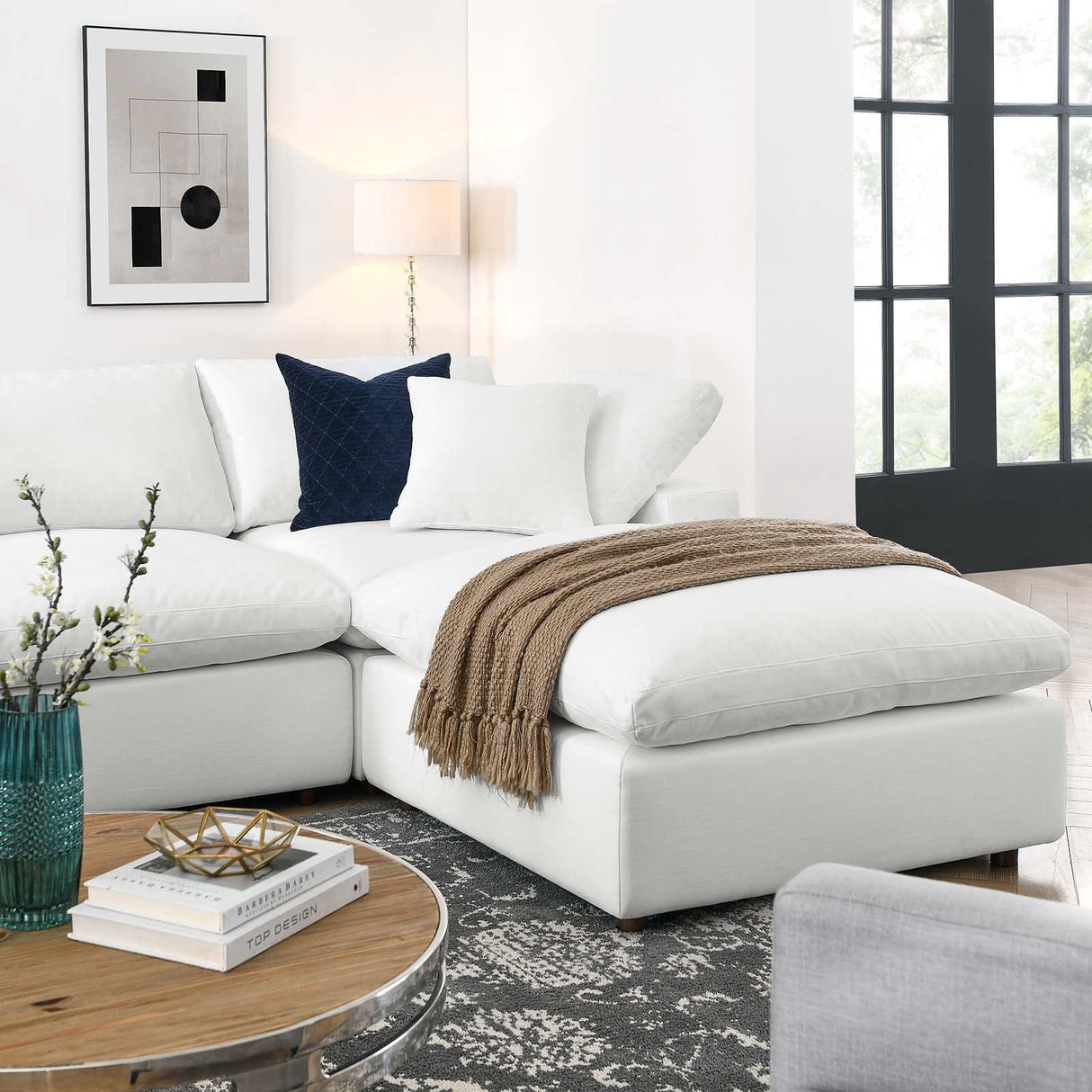 Commix Down-Filled Overstuffed Upholstered 7-Piece Sectional Sofa