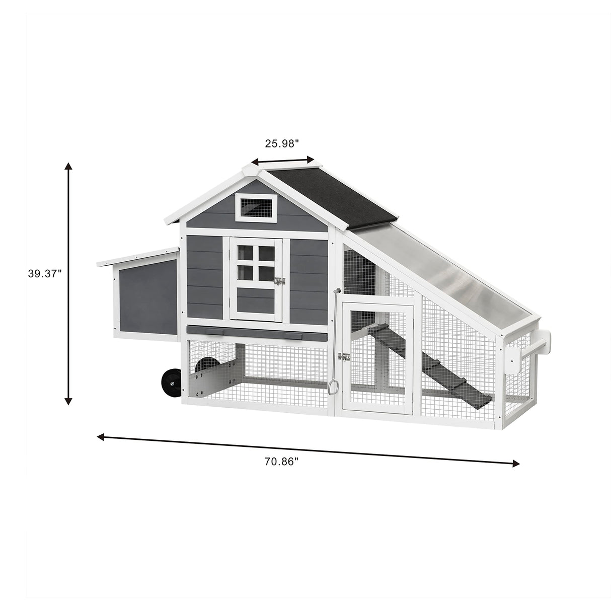 RolliRoost Wooden Chicken Coop with Nesting Box, Tray & Wheels