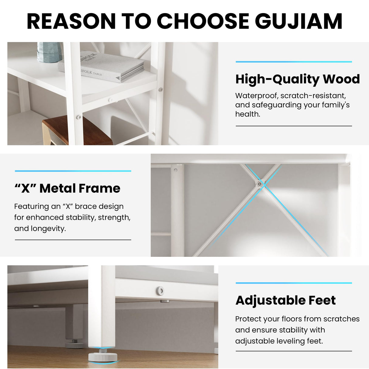 5-Tier Corner Bookshelf, 70.86" Tall Corner Bookcase,5-Shelf Modern L-Shaped Coner Shelf with Metal Frame for Home Office,Living Room,Bed Room(White)