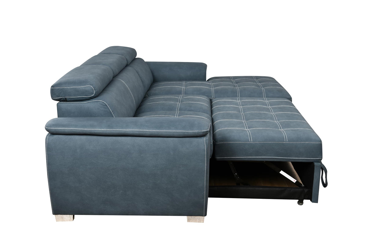 98'' Microfiber L-Shape Sectional Sleeper Couch with Pull-Out Bed, 4-Seater Sofa