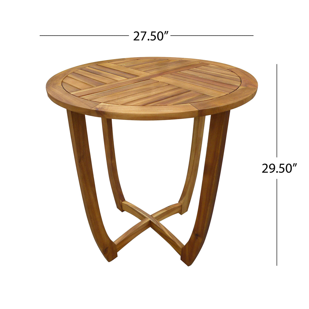 Ziraukon Outdoor Round Acacia Wood Accent Table, 27.5" Patio Bar Table, Small End Tables for Garden, Backyard, Poolside, Deck, Yard, Indoor Plant Stand, Teak - Bircata