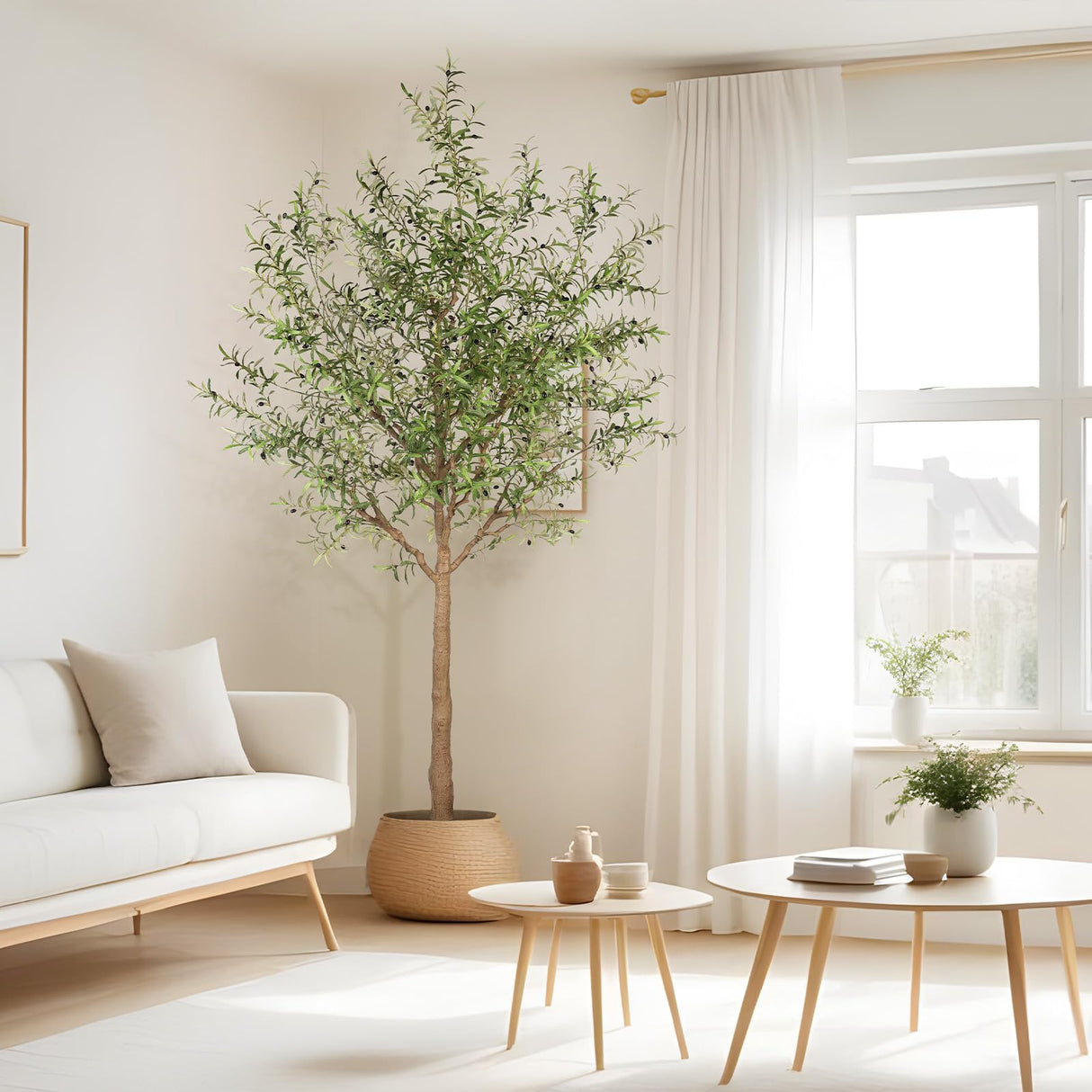 Faux Olive Tree 10ft - Tall Artificial Olive Tree 10 Feet Indoor - Large Fake Plants Olive