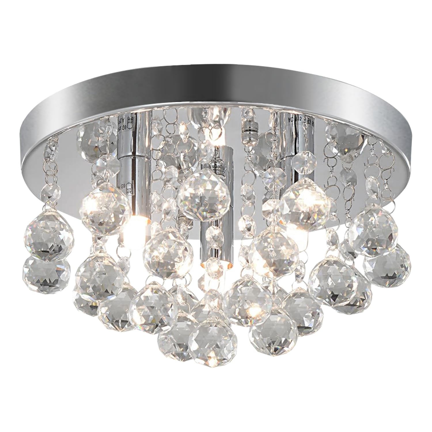 Modern Round Crystal Chandelier Ceiling Light,3 Light Crystal Flush Mount Small