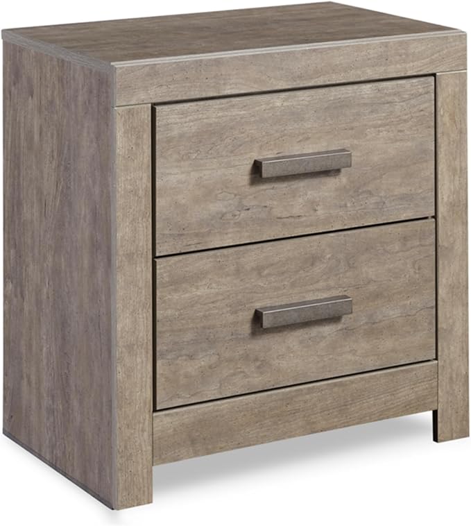 Culverbach Modern 2 Drawer Nightstand with 2 USB Charging Stations, 24.37" Tall, Weathered Gray