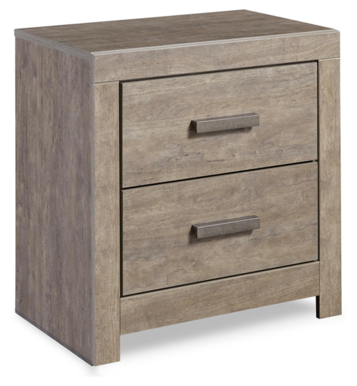 Culverbach Modern 2 Drawer Nightstand with 2 USB Charging Stations, 24.37" Tall, Weathered Gray