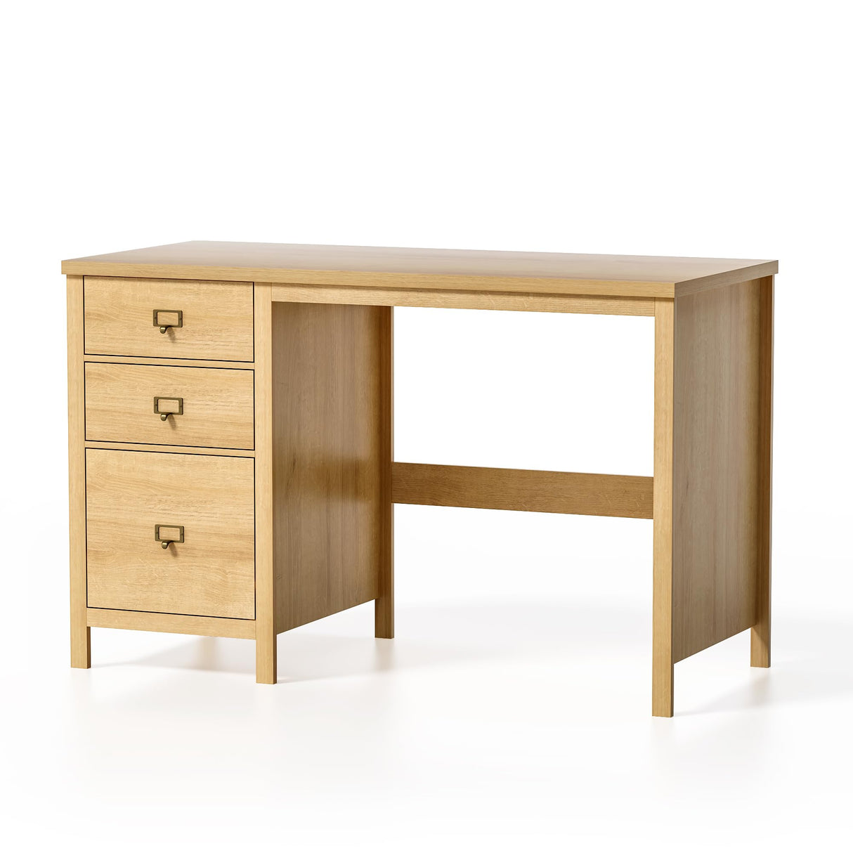 Modern Executive Desk with Drawers, Wood Home Office Desk with File Drawer