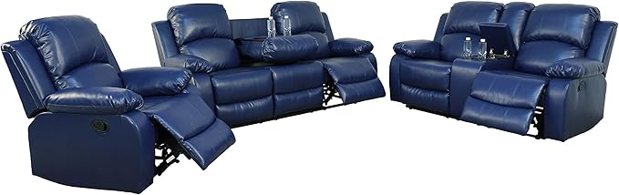 Bonded Leather Recliner Sofa Set 3 PCS Motion Sofa Loveseat Recliner Sofa Recliner Couch Manual