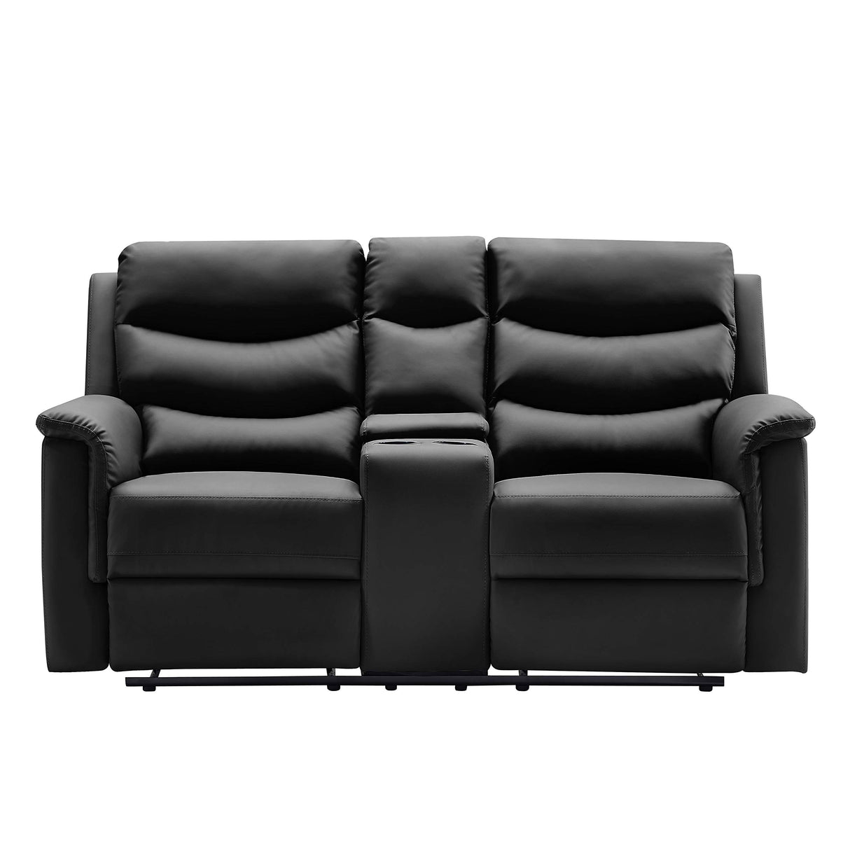 2 Pieces Faux Leather Manual Motion Reclining Sofa Set include 3 Seater Couch