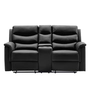 2 Pieces Faux Leather Manual Motion Reclining Sofa Set include 3 Seater Couch