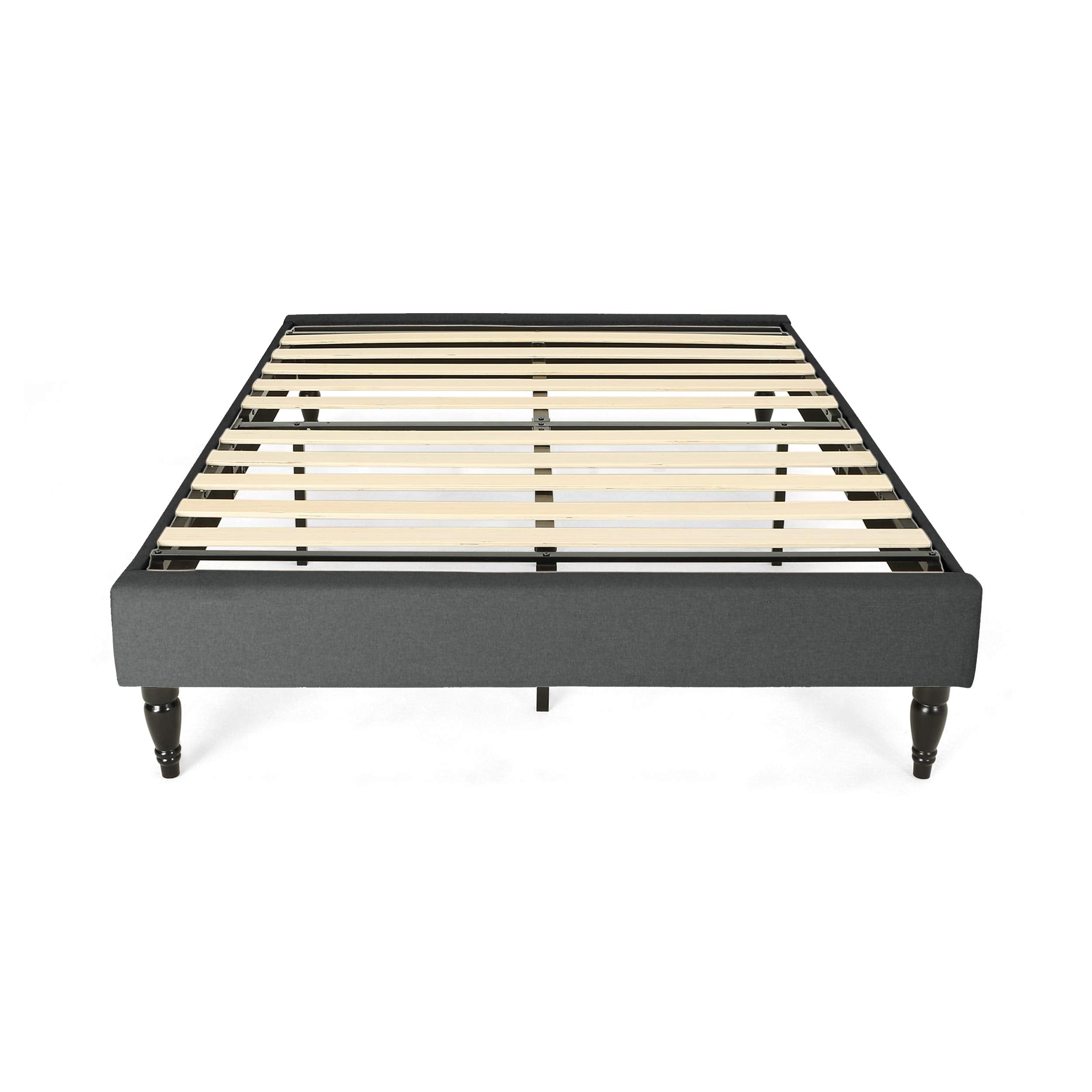 Lowe Queen-Size Bed Frame Fully-Upholstered Charcoal Gray