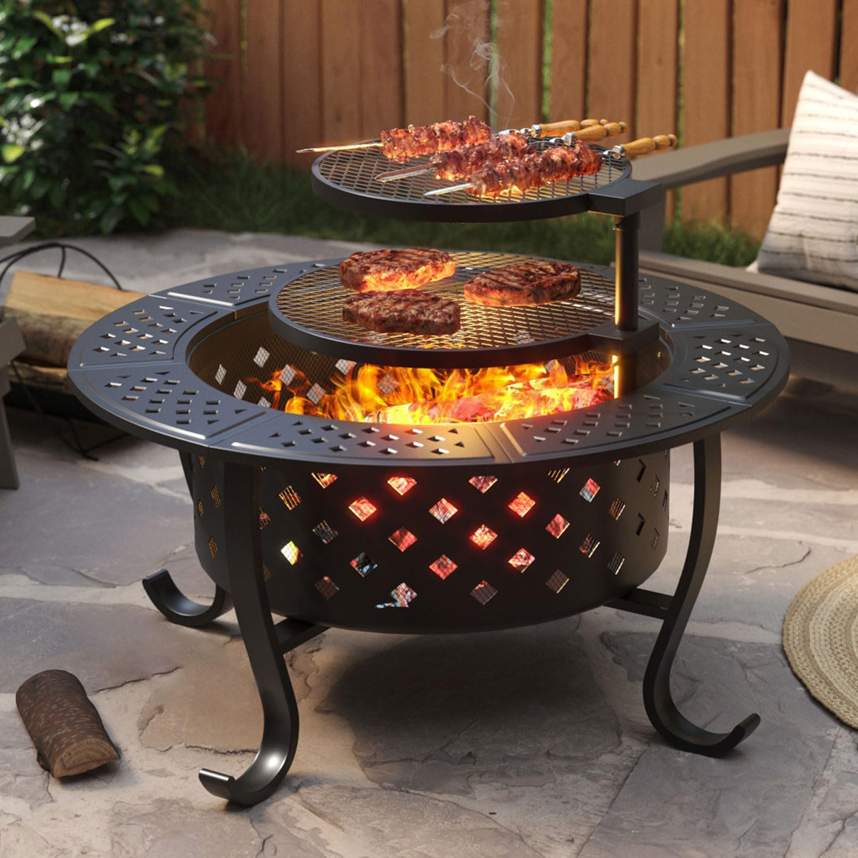 Fire Pit,36" Outdoor Wood Burning Fire Pit - Bircata