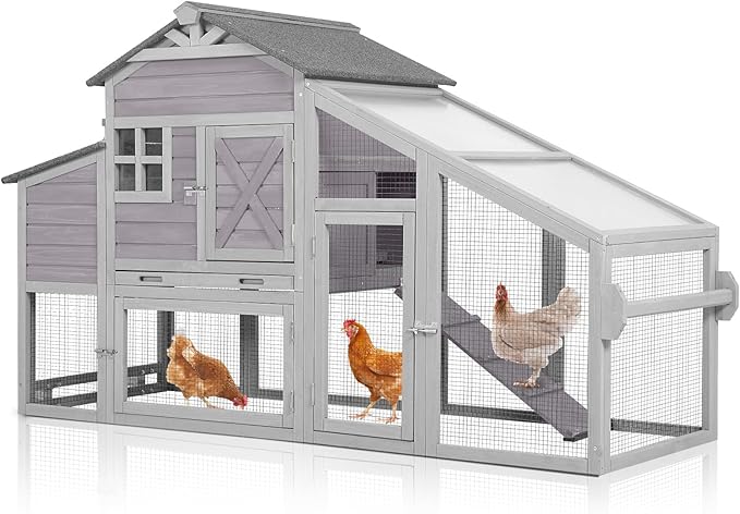 Chicken Coop with Wheels Wooden Outdoor Chicken House Easy Cleaning