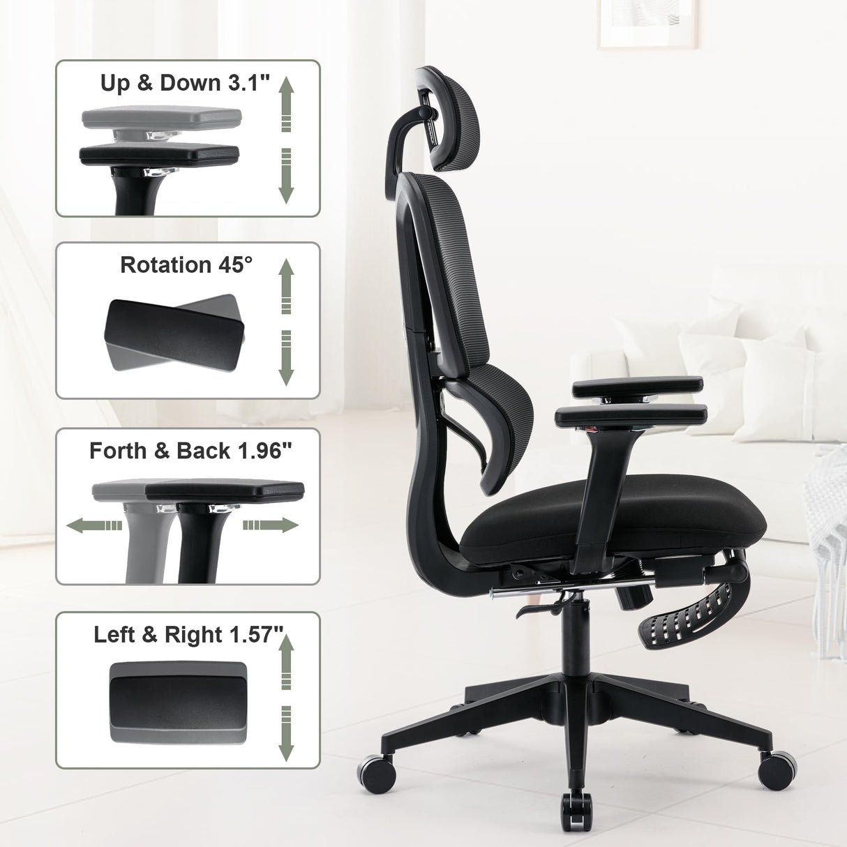 Office Chair with 4D Adjustable Armrest,High Back Desk Computer Chair