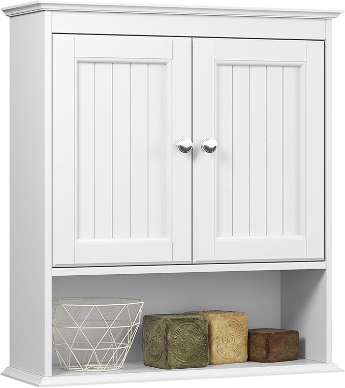 Bathroom Cabinet Wall Mounted with Doors, Wood Hanging Cabinet