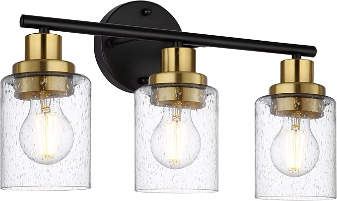 3 Light Bathroom Light Fixtures(Bulbs Included.),Black Vanity Lights