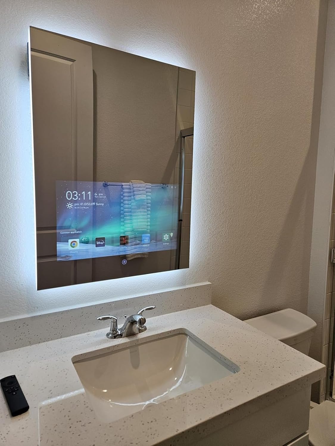 24x32 Inch Smart Bathroom Vanity Mirror with Touch Screen & LED Lighting