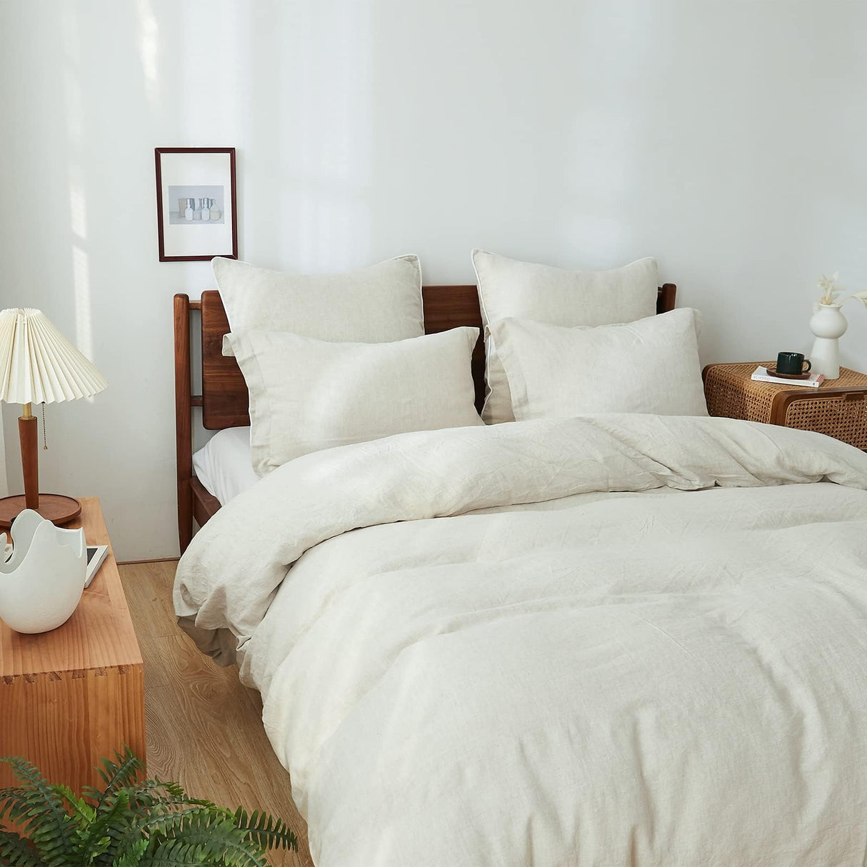 100% Linen Duvet Cover Set, Natural French Flax Linen Duvet Cover Twin Size