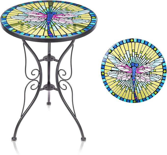 Patio Side Table Outdoor Accent Table Bistro Coffee Table Plant End Table